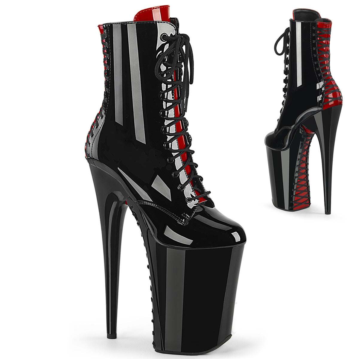 9 Inch Heel INFINITY-1020FH Black Red Patent