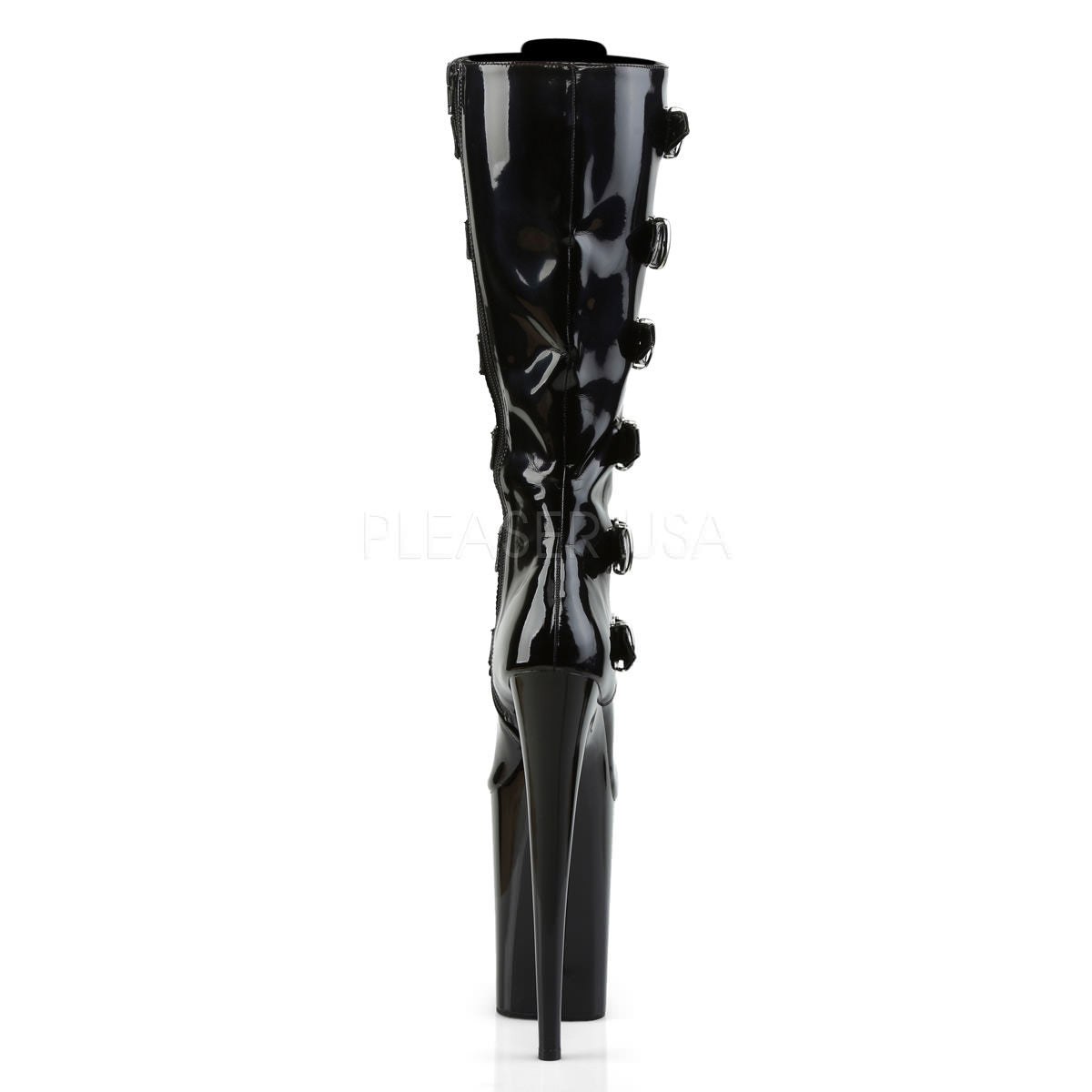 PLEASER INFINITY-2049 Black 9 Inch Heel Knee High Boots