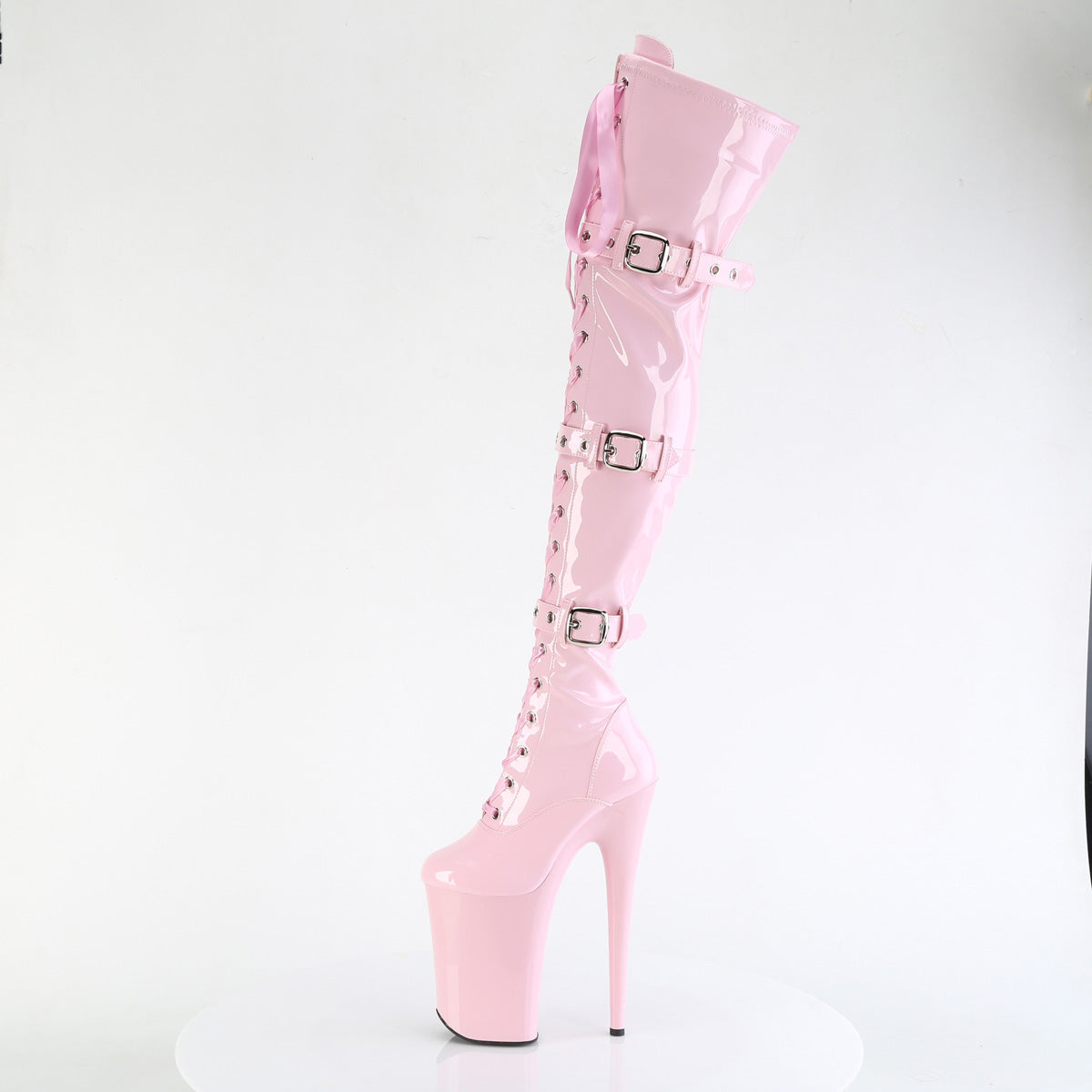 9 Inch Heel INFINITY-3028 Baby Pink Stretch Patent