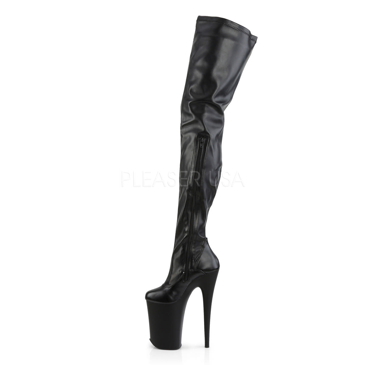 PLEASER INFINITY-4000 Black 9 Inch Heel Stretch Crotch Boots