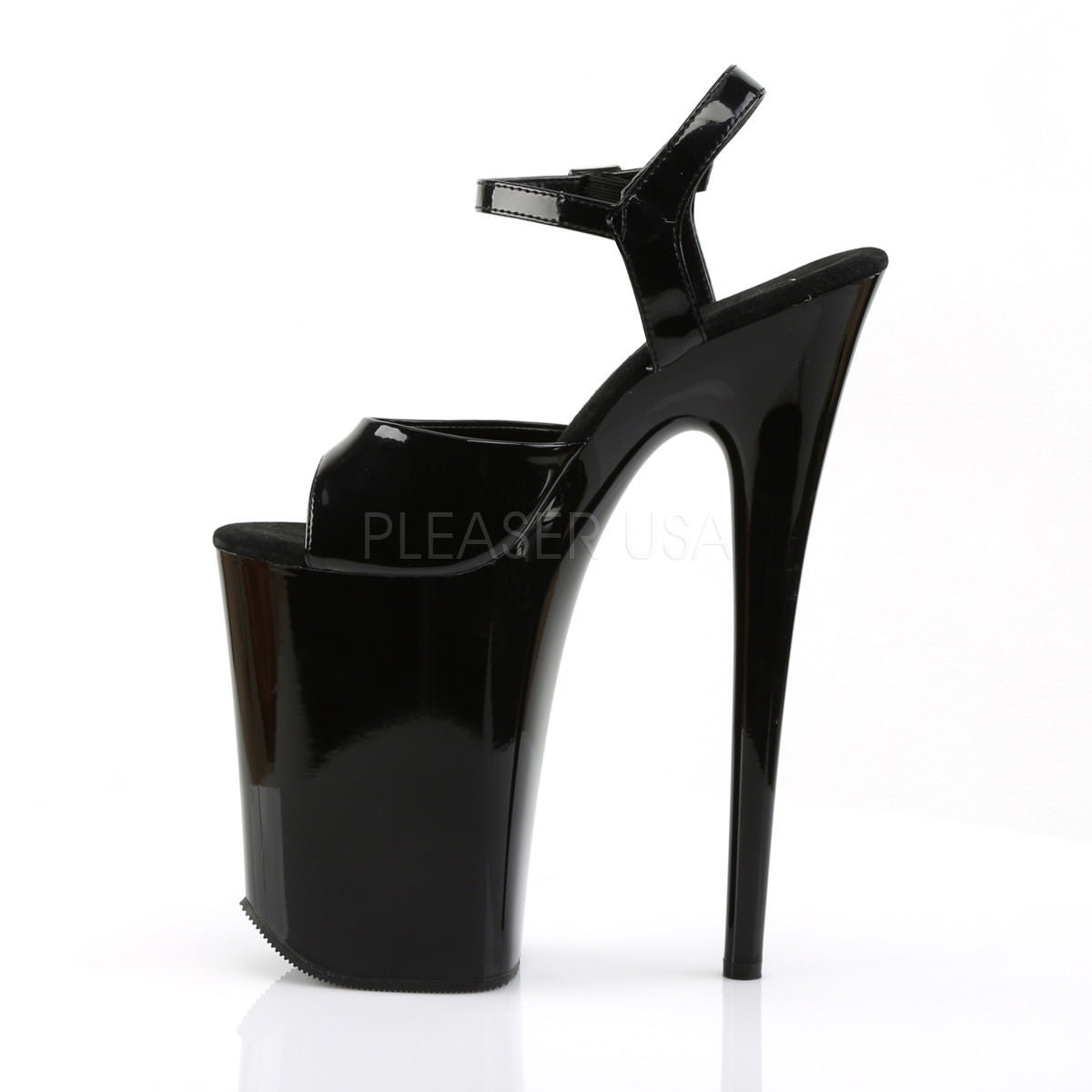 PLEASER INFINITY-909 Black 9 Inch Heel Ankle Strap Sandals - Shoecup.com - 3