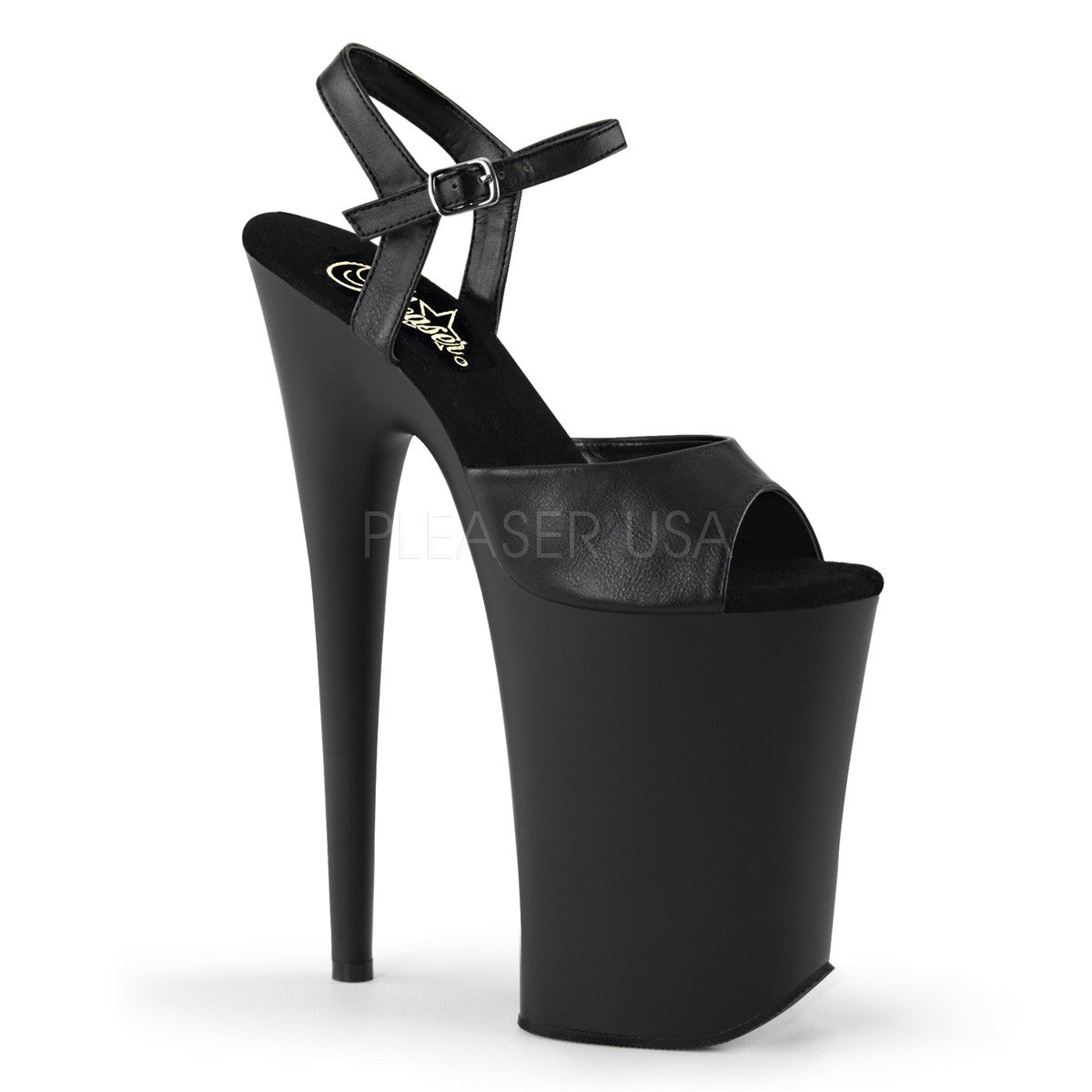 Pleaser INFINITY-909 Black 9 Inch Heel Ankle Strap Sandals - Shoecup.com - 1