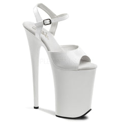 PLEASER INFINITY-909 White 9 Inch Heel Ankle Strap Sandals - Shoecup.com
