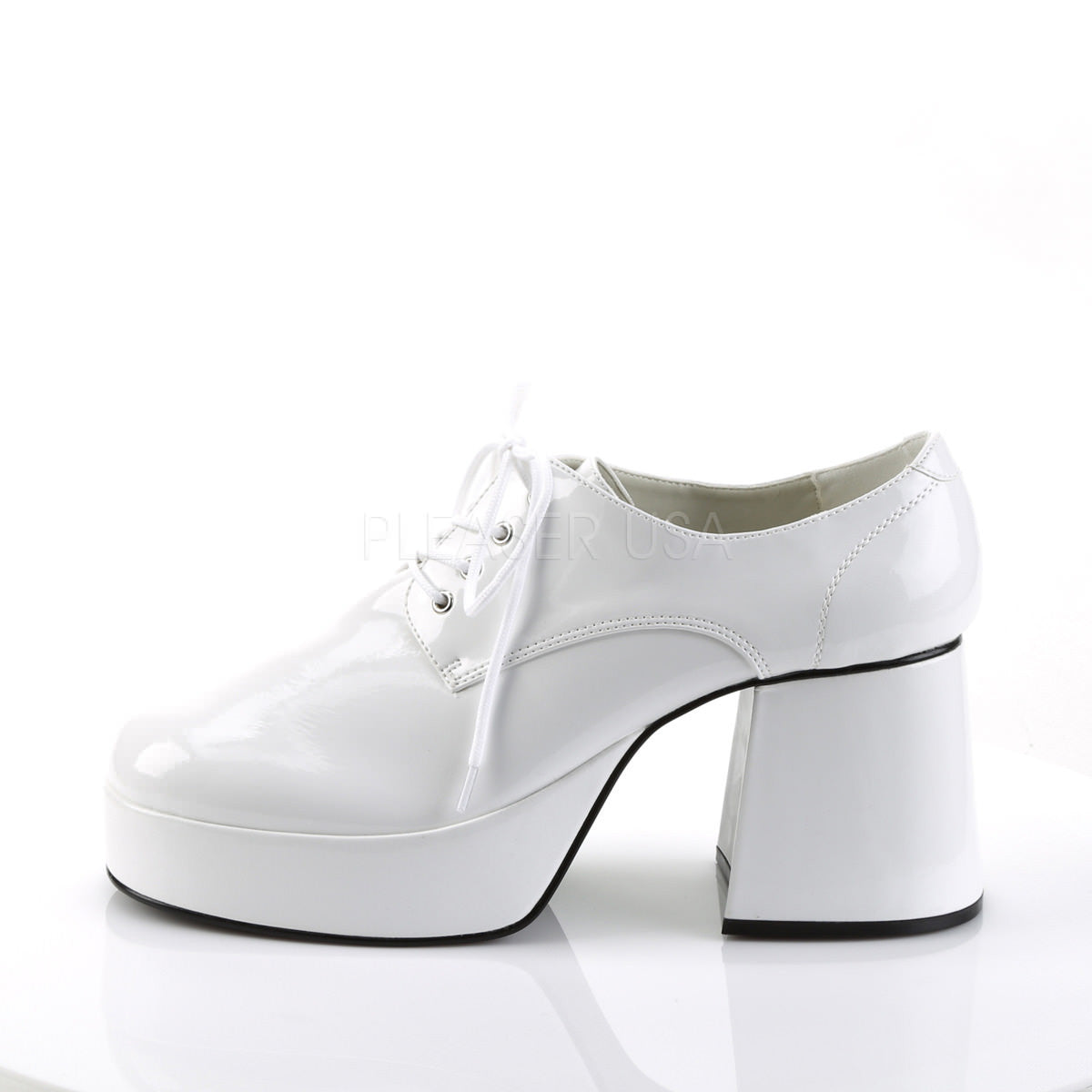 JAZZ-02 White Patent Platform Shoes