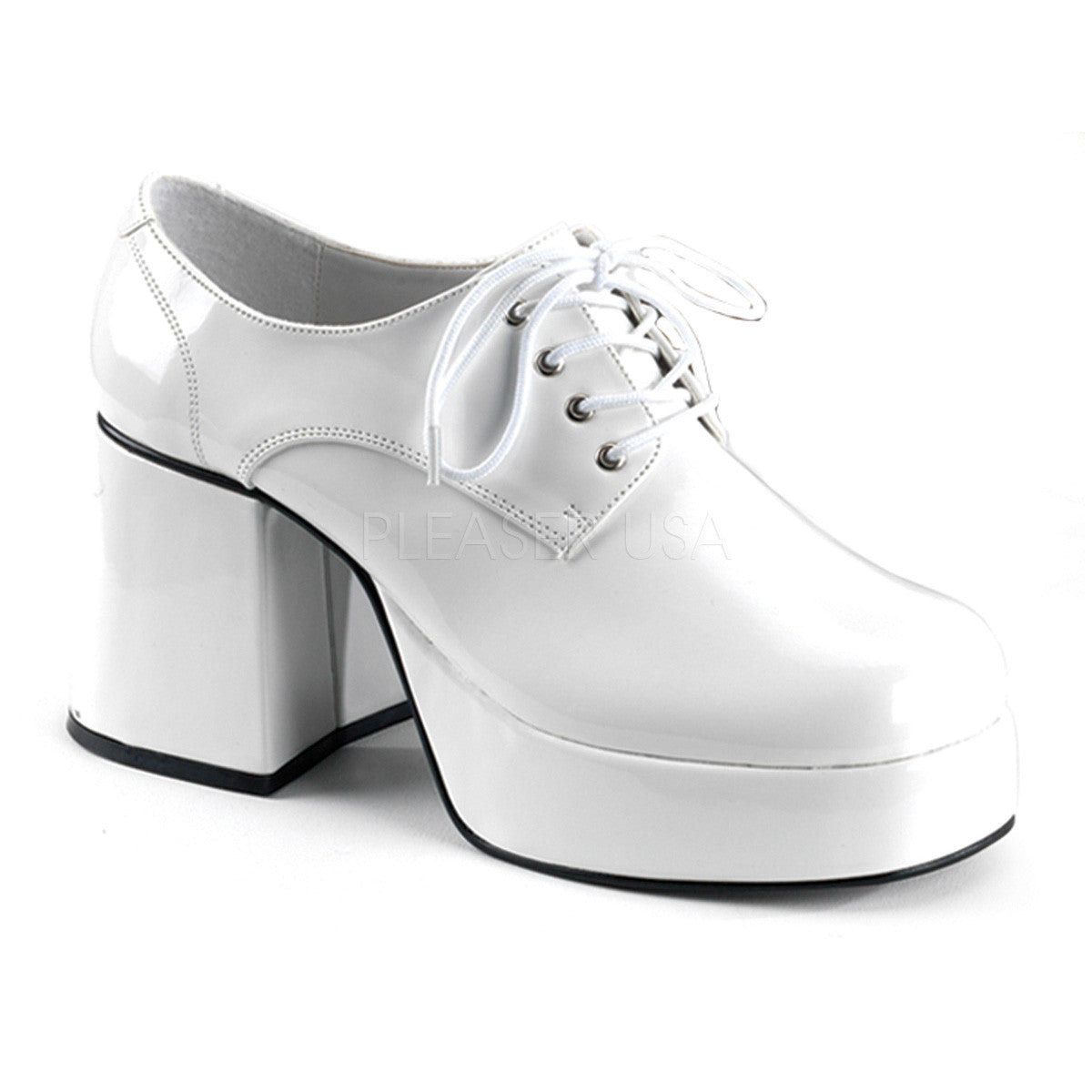 Men's White Pat Disco 70s Platform Retro Costume Shoes - Shoecup.com