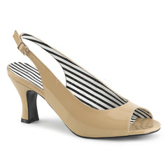 Pleaser Pink Label JENNA-02 Cream Pat Peep Toe Pumps - Shoecup.com