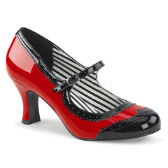 Pleaser Pink Label JENNA-06 Red-Black Pat Maryjane Pumps - Shoecup.com