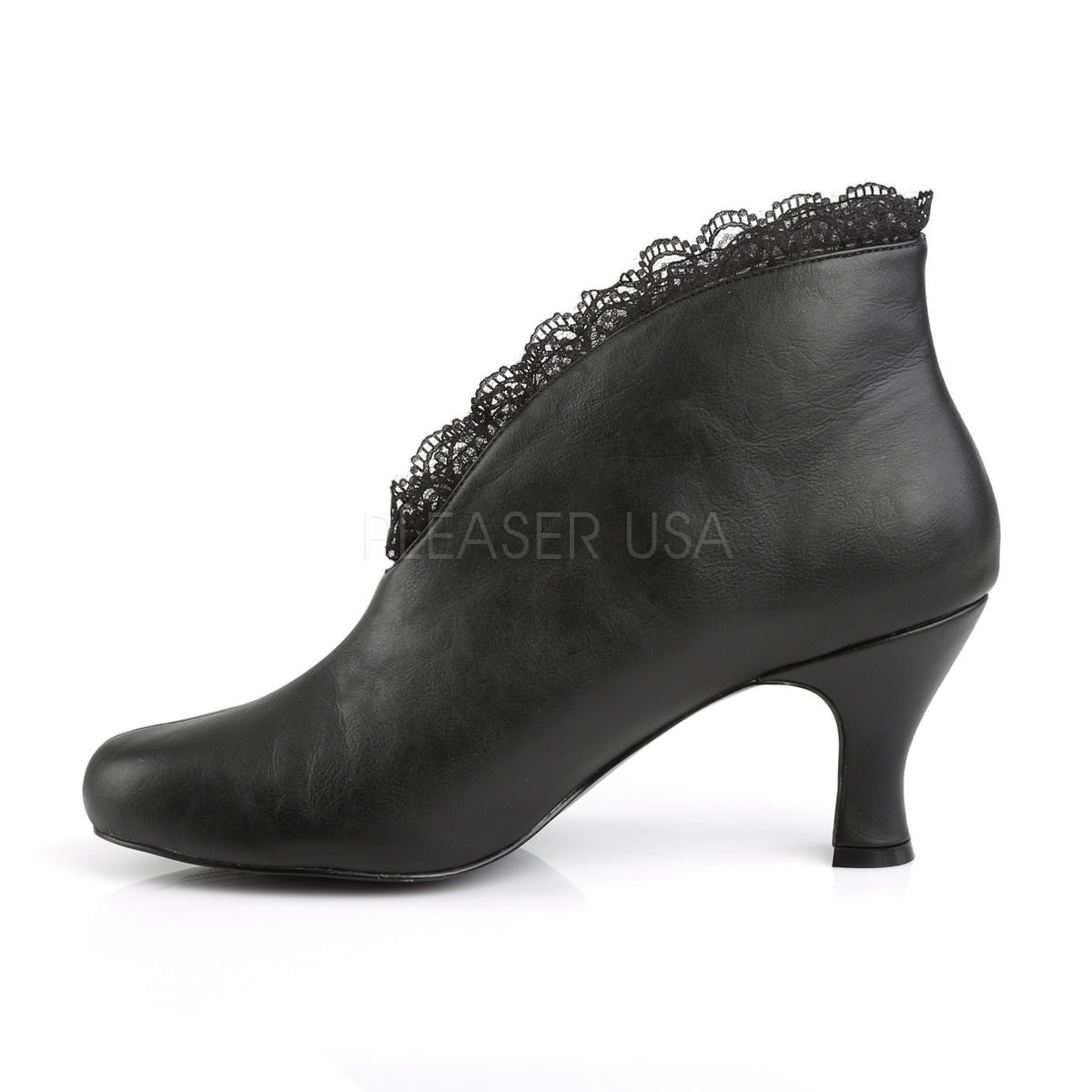 3 Inch Heel Black Pu Plus Size Ankle Boot For Drag Queen | JENNA-105 ...