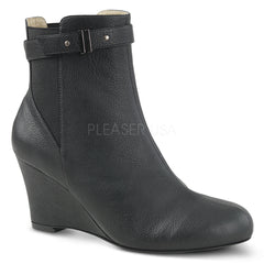 Pleaser Pink Label KIMBERLY-102 Black Faux Leather Ankle Boots - Shoecup.com