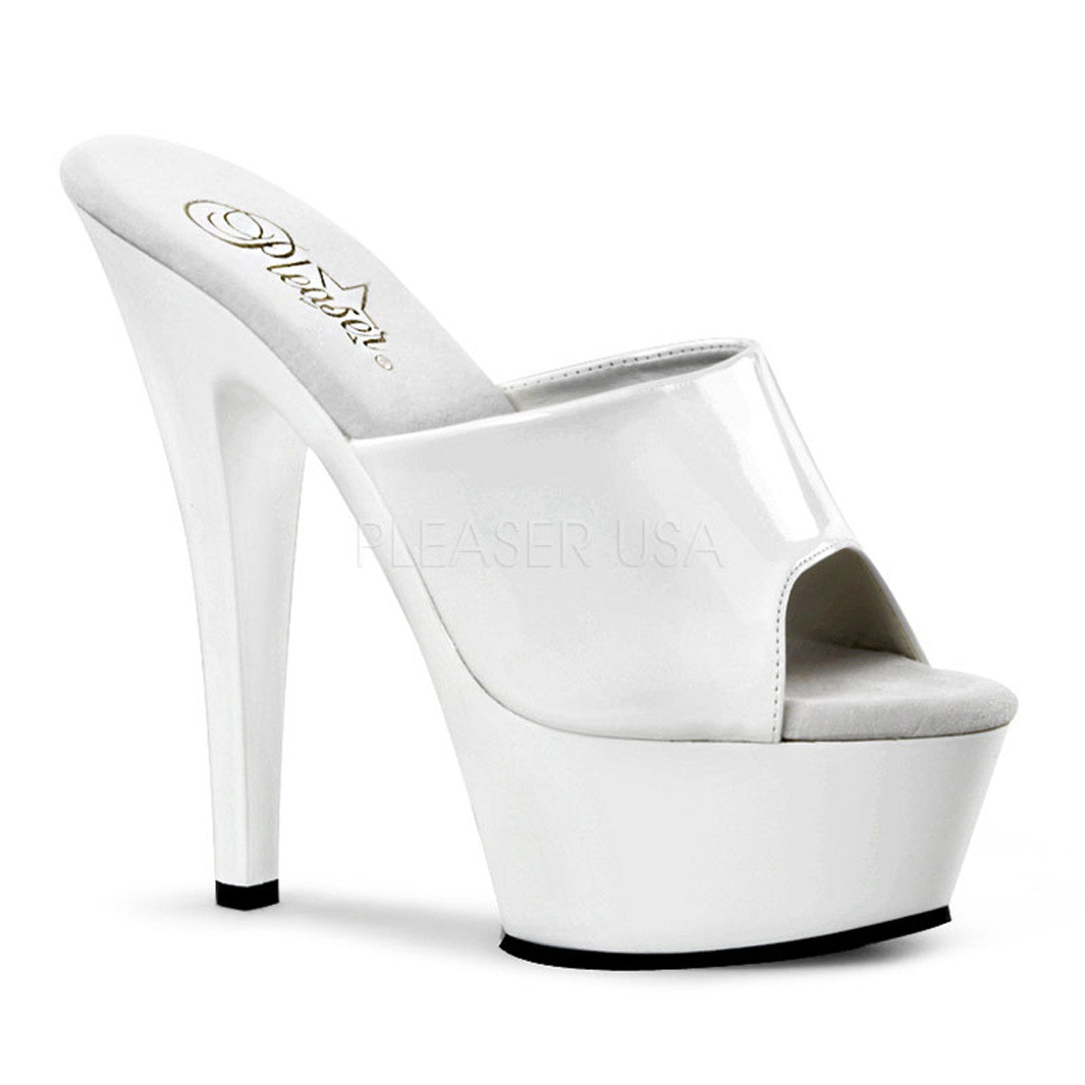 PLEASER KISS-201 White Platform Sandals - Shoecup.com