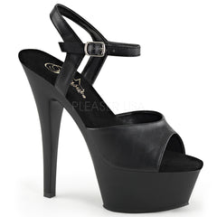 Pleaser KISS-209 Black Faux Leather Sandals With Black Matte Platform - Shoecup.com
