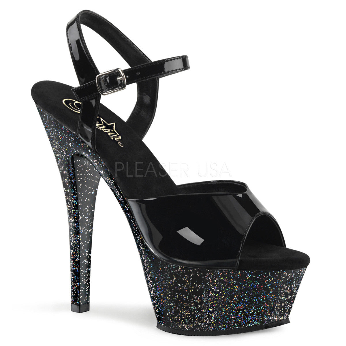Pleaser KISS-209MG Black Ankle Strap Sandals - Shoecup.com