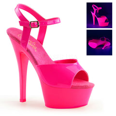 Pleaser KISS-209UV Neon Hot Pink Ankle Strap Sandals - Shoecup.com