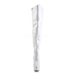 PLEASER KISS-3010 White Thigh High Boots