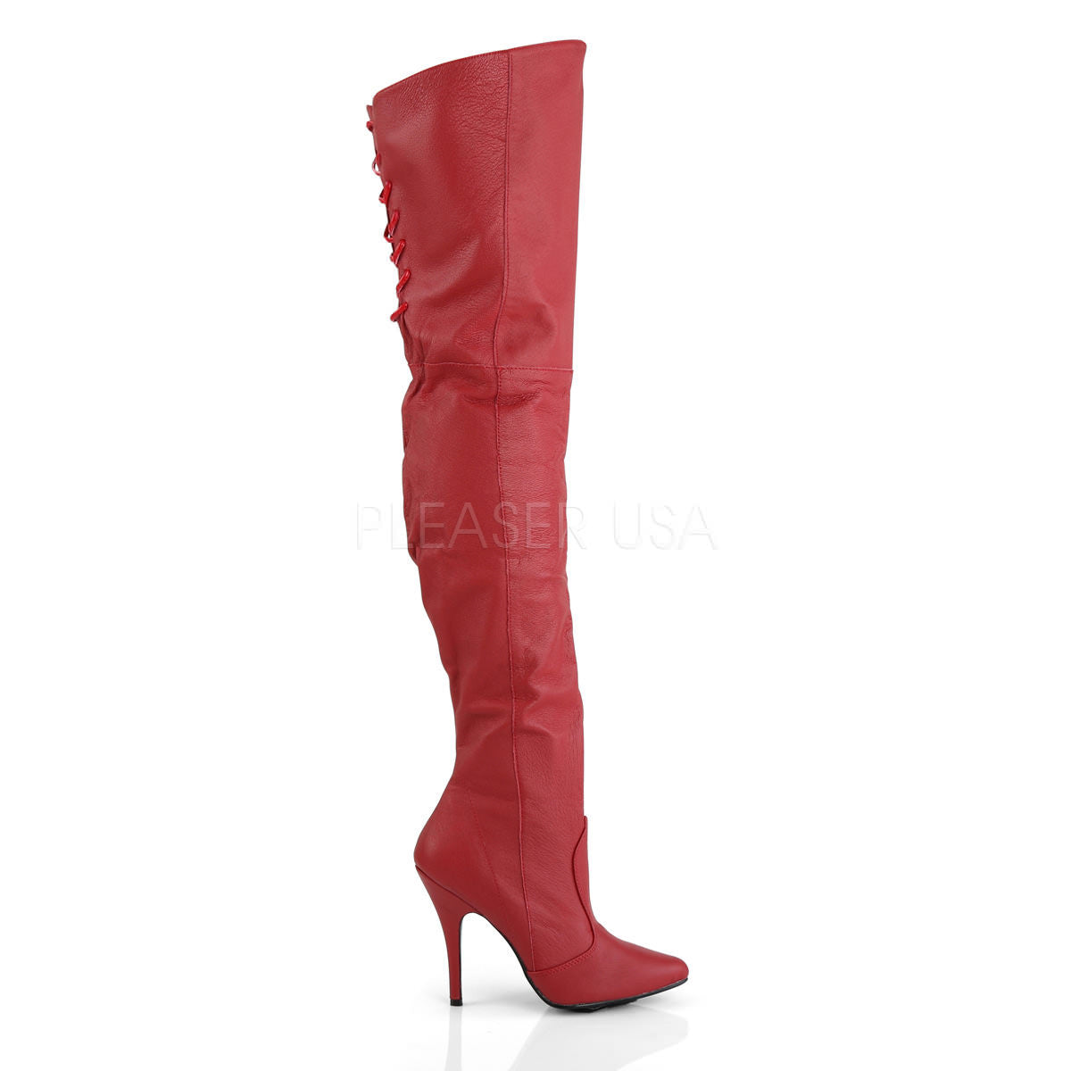 PLEASER LEGEND-8899 Red Leather (P) Thigh High Boots