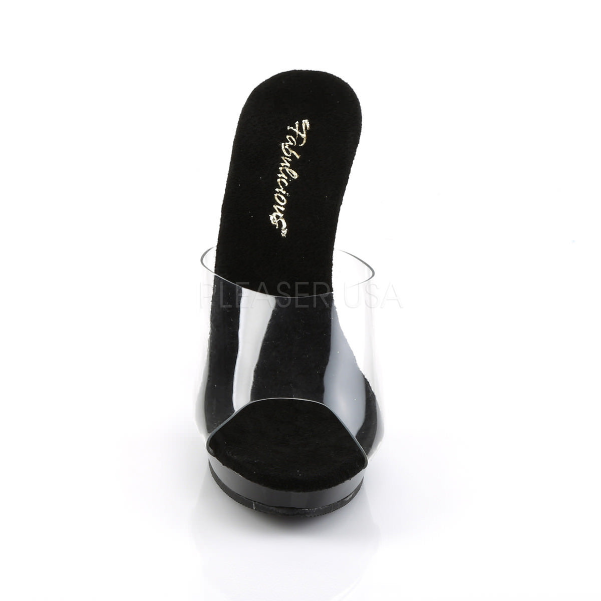 FABULICIOUS LIP-101 Clear-Black Platform Slides