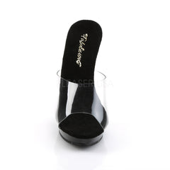 FABULICIOUS LIP-101 Clear-Black Platform Slides