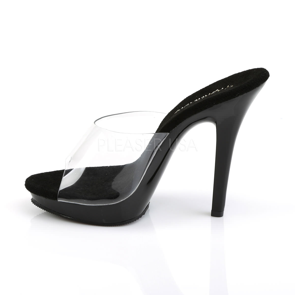 FABULICIOUS LIP-101 Clear-Black Platform Slides