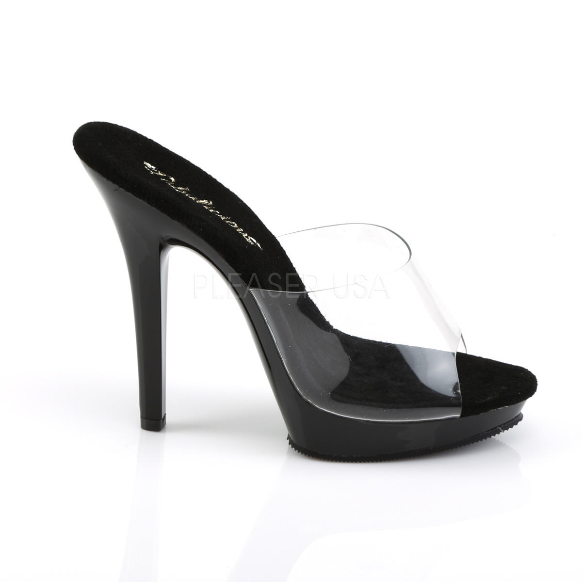 FABULICIOUS LIP-101 Clear-Black Platform Slides