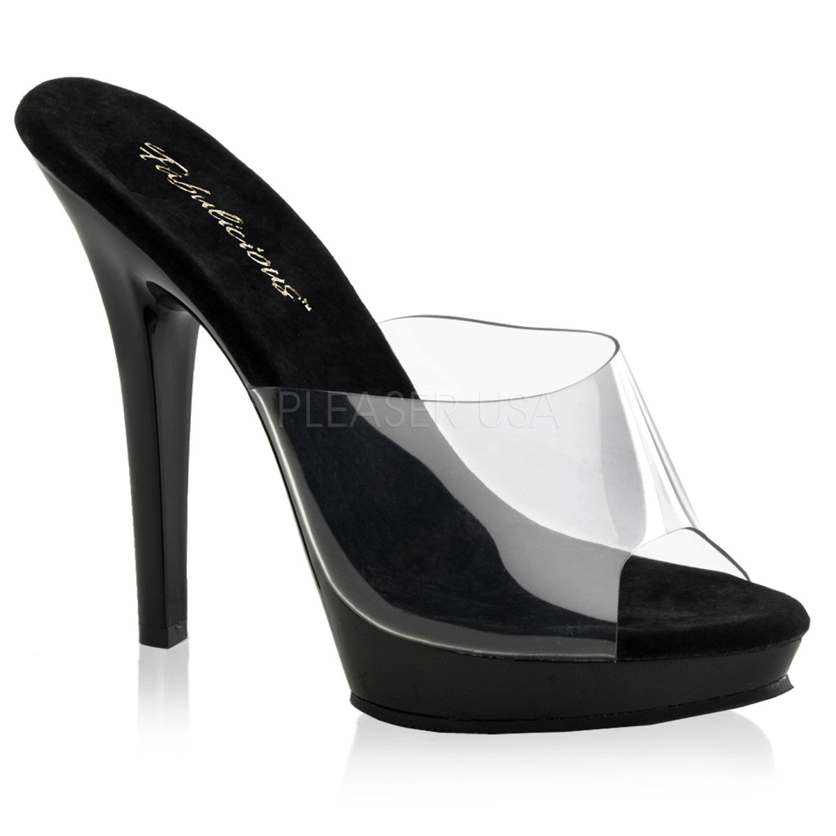 FABULICIOUS LIP-101 Clear-Black Platform Slides - Shoecup.com