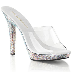 FABULICIOUS LIP-101DM Clear- Silver Multi RS Platform Slides - Shoecup.com