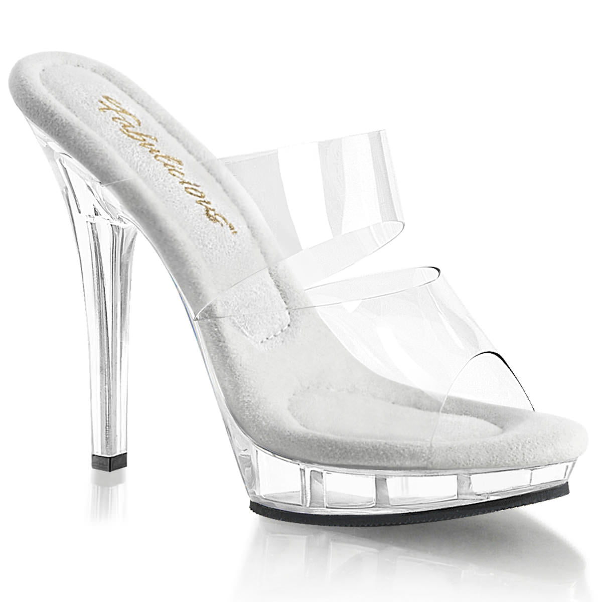 FABULICIOUS LIP-102 Clear-Clear Platform Slides