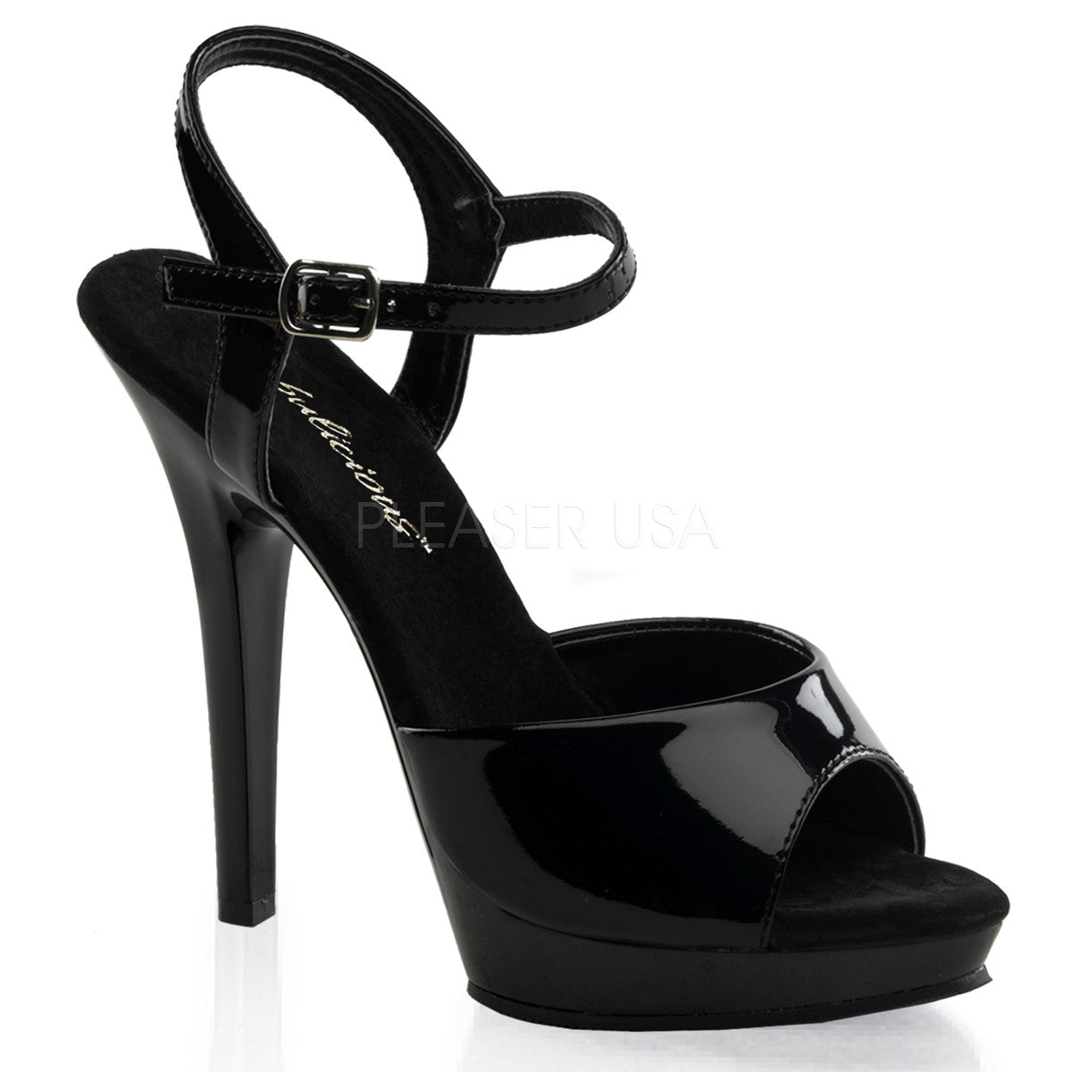 FABULICIOUS LIP-109 Black-Black Ankle Strap Sandals - Shoecup.com