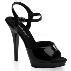 FABULICIOUS LIP-109 Black-Black Ankle Strap Sandals - Shoecup.com