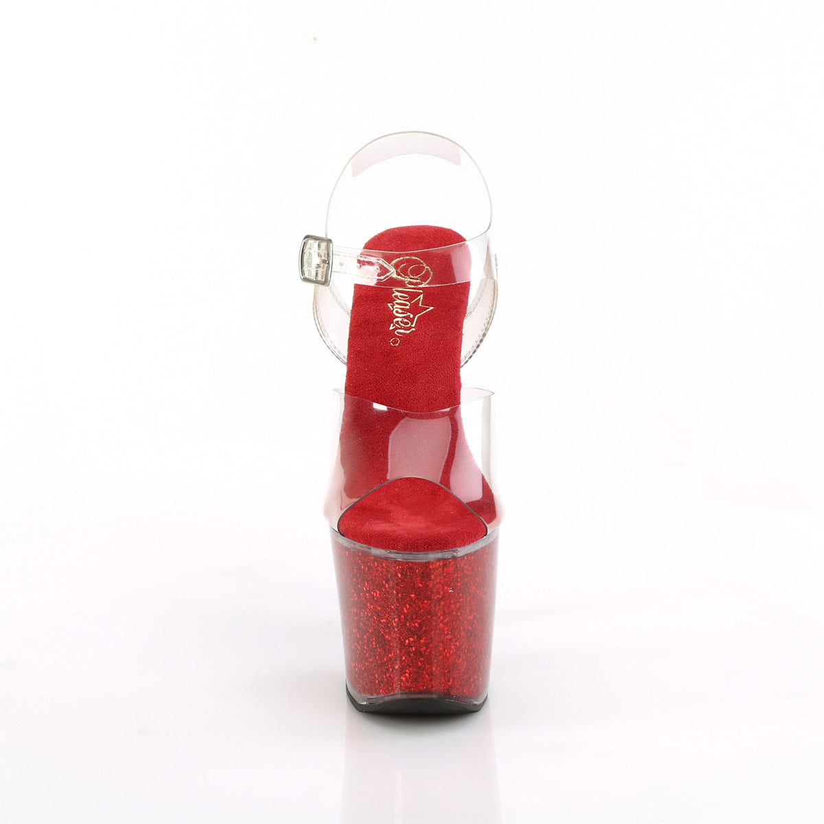 7 Inch Heel LOVESICK-708SG Clear Red Glitter
