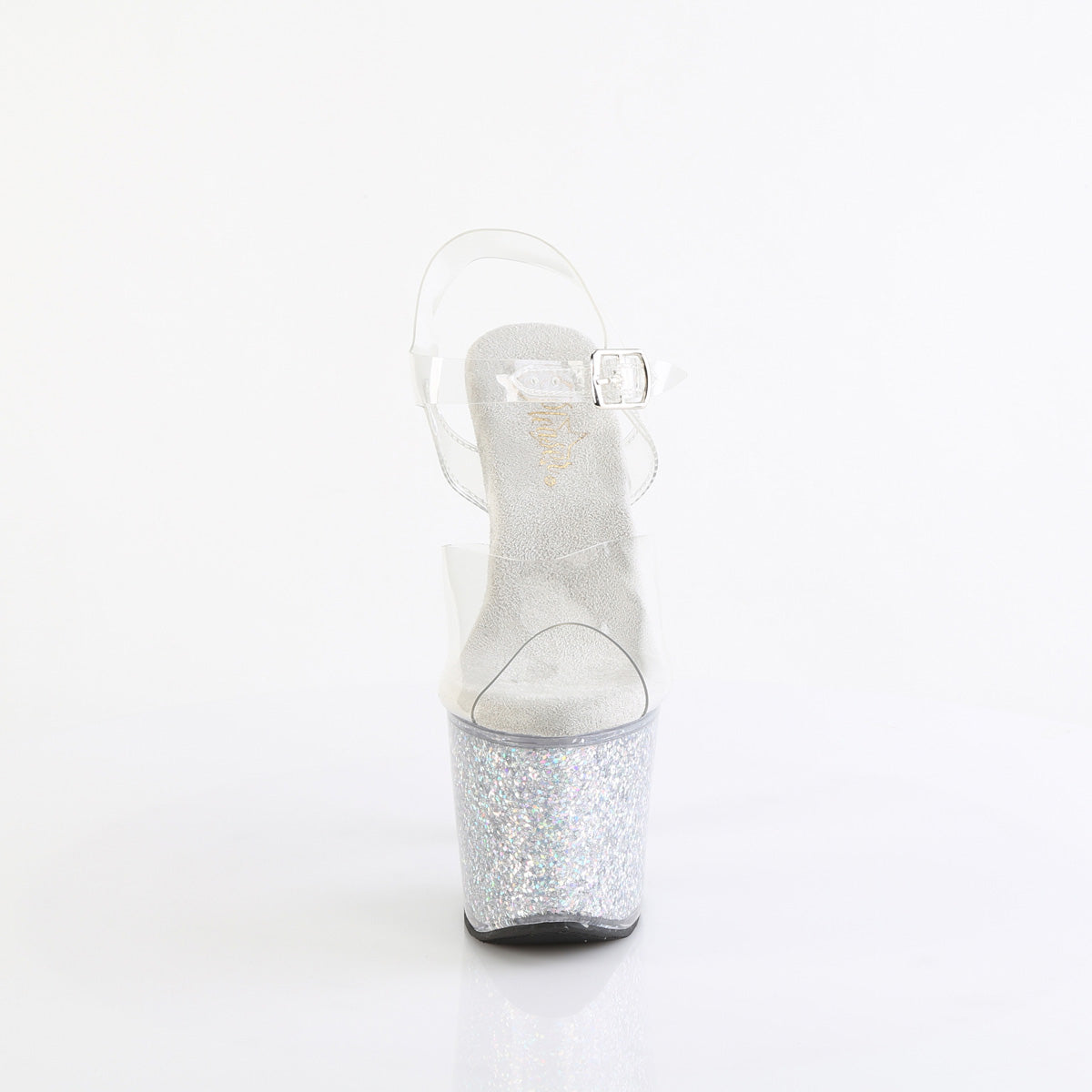 7 Inch Heel LOVESICK-708SG Clear Silver Glitter