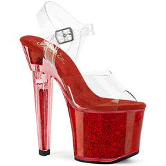 7 Inch Heel LOVESICK-708SG Clear Red Glitter