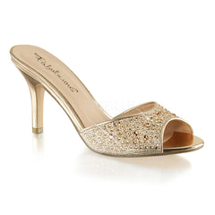 Fabulicious LUCY-01 Gold Glitter Mesh Fabric Sildes - Shoecup.com