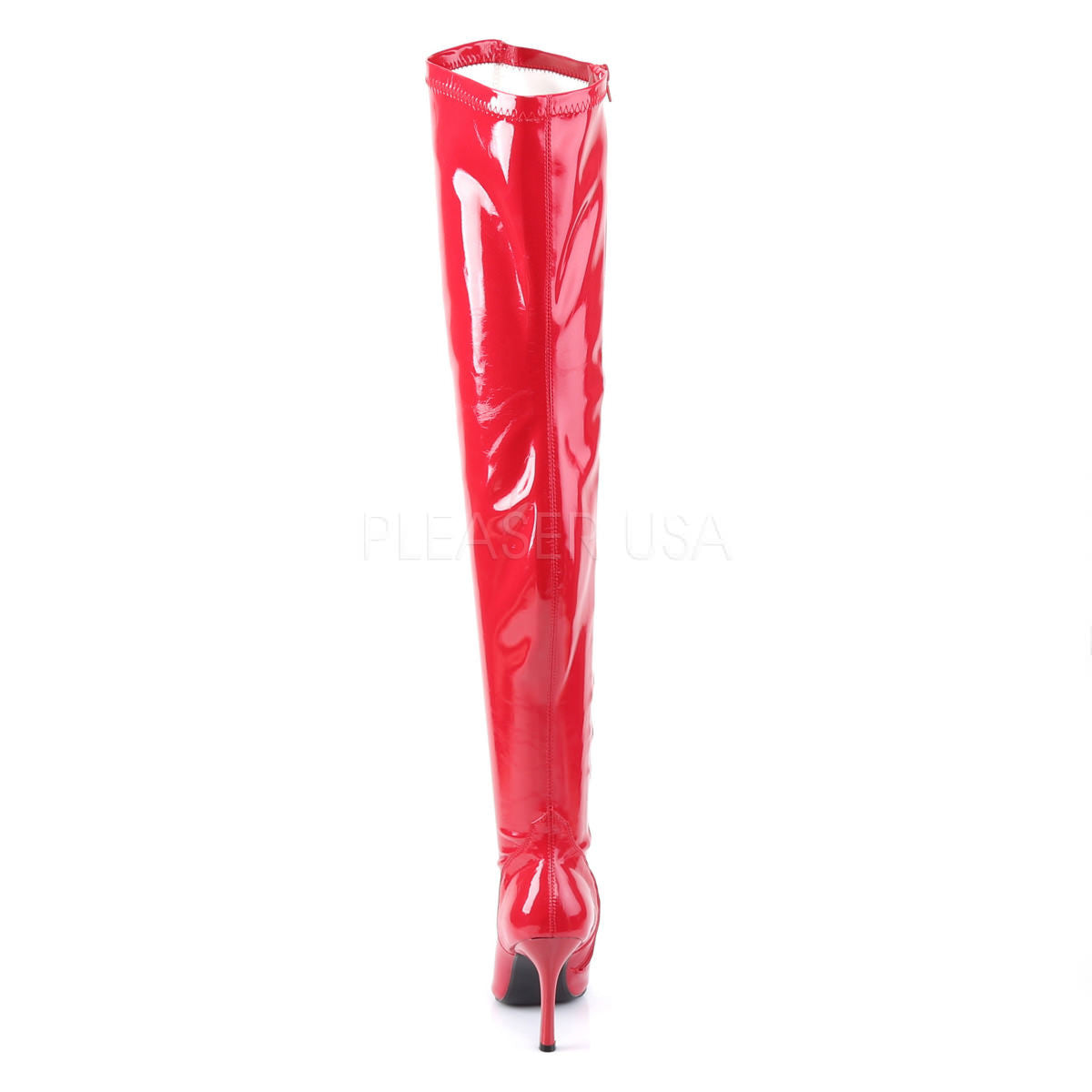 FUNTASMA LUST-3000 Red Stretch Pat Thigh High Boots