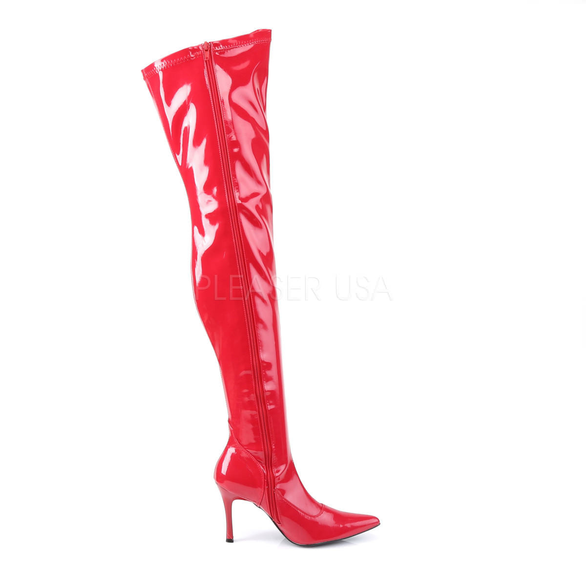 FUNTASMA LUST-3000 Red Stretch Pat Thigh High Boots
