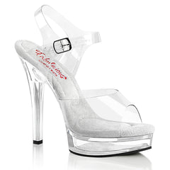 5 Inch (132mm) Heel, 7/8 Inch (25mm) Clear Platform Comfort Width Ankle Strap Sandal