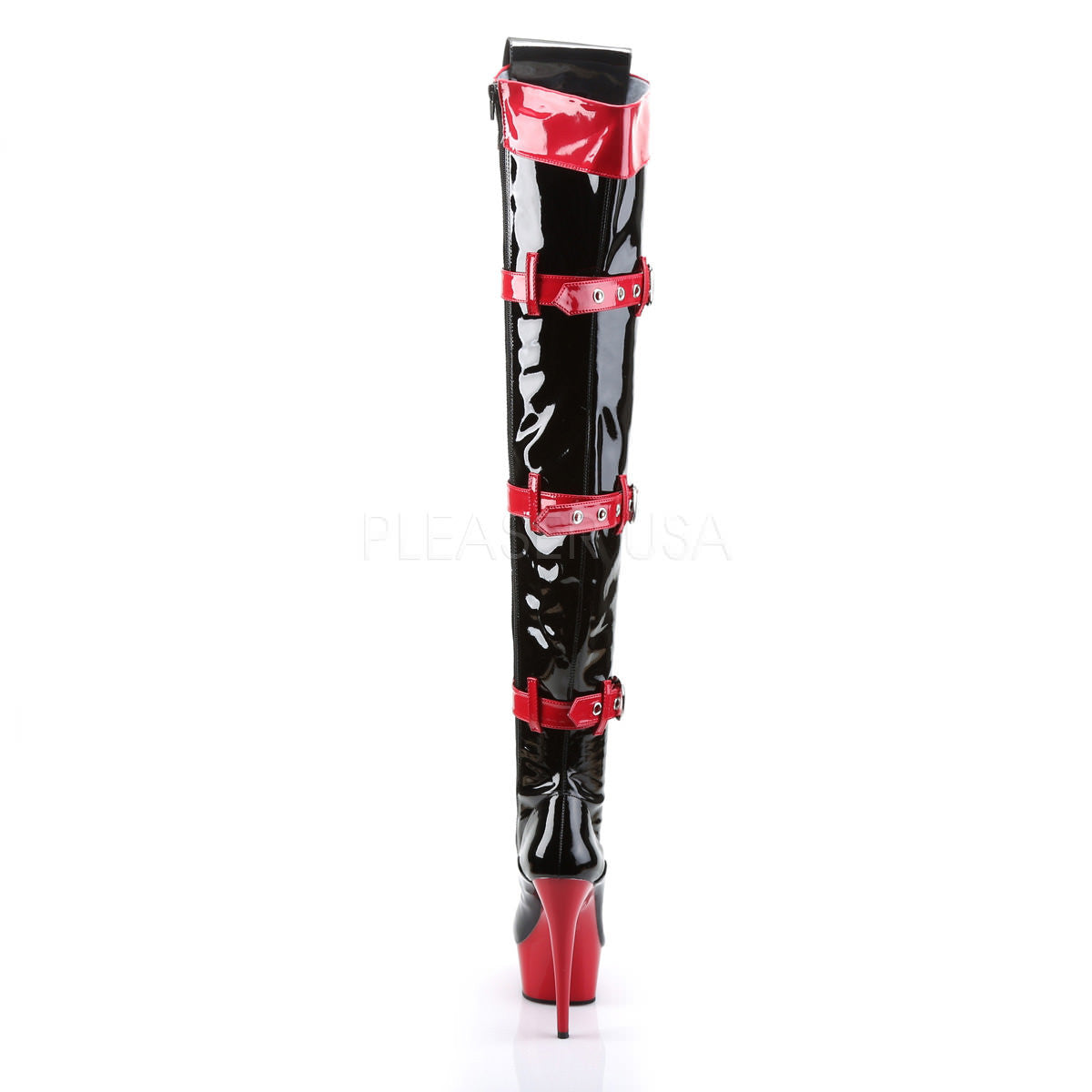 6 Inch Heel MEDIC-3028 Black-Red Patent Sexy Nurse Boots