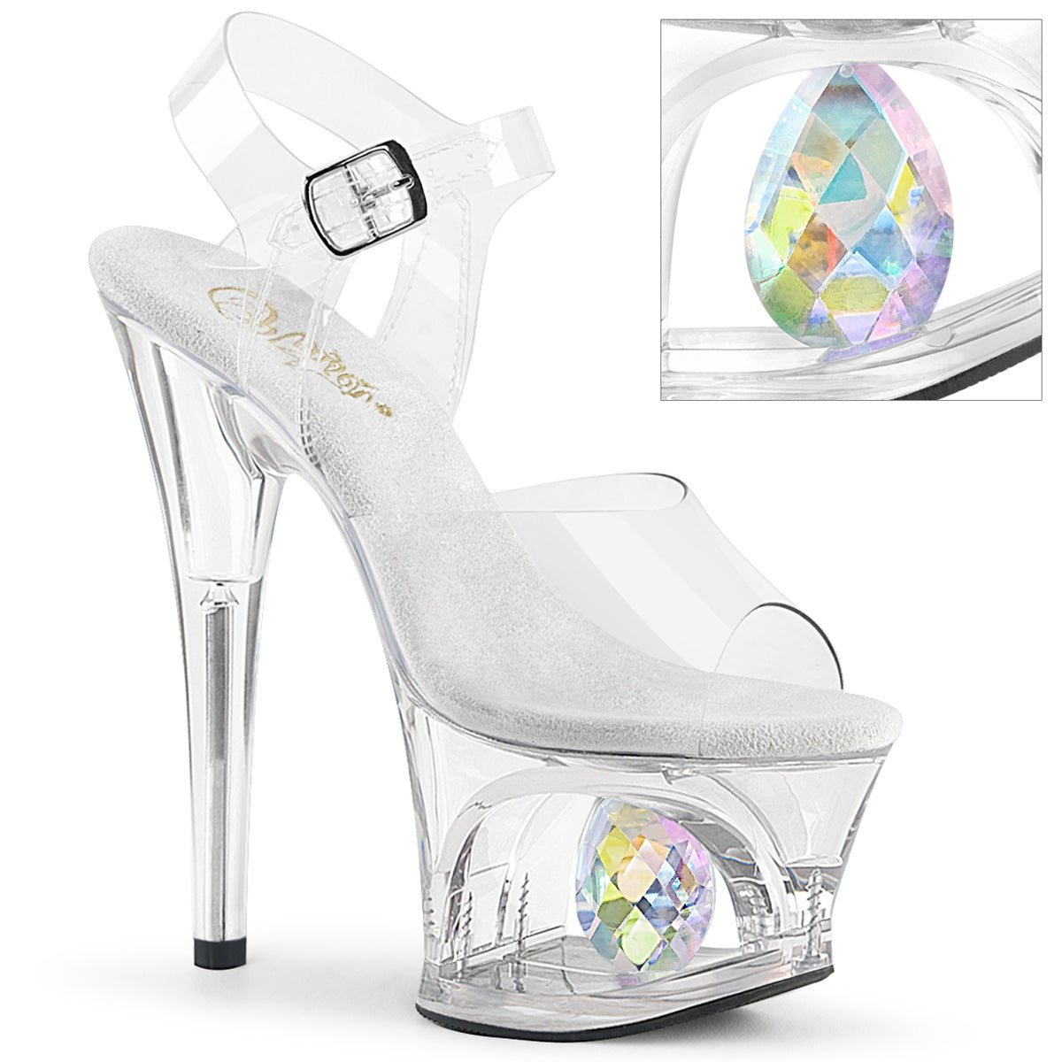 7" Heel MOON-708DIA Clear
