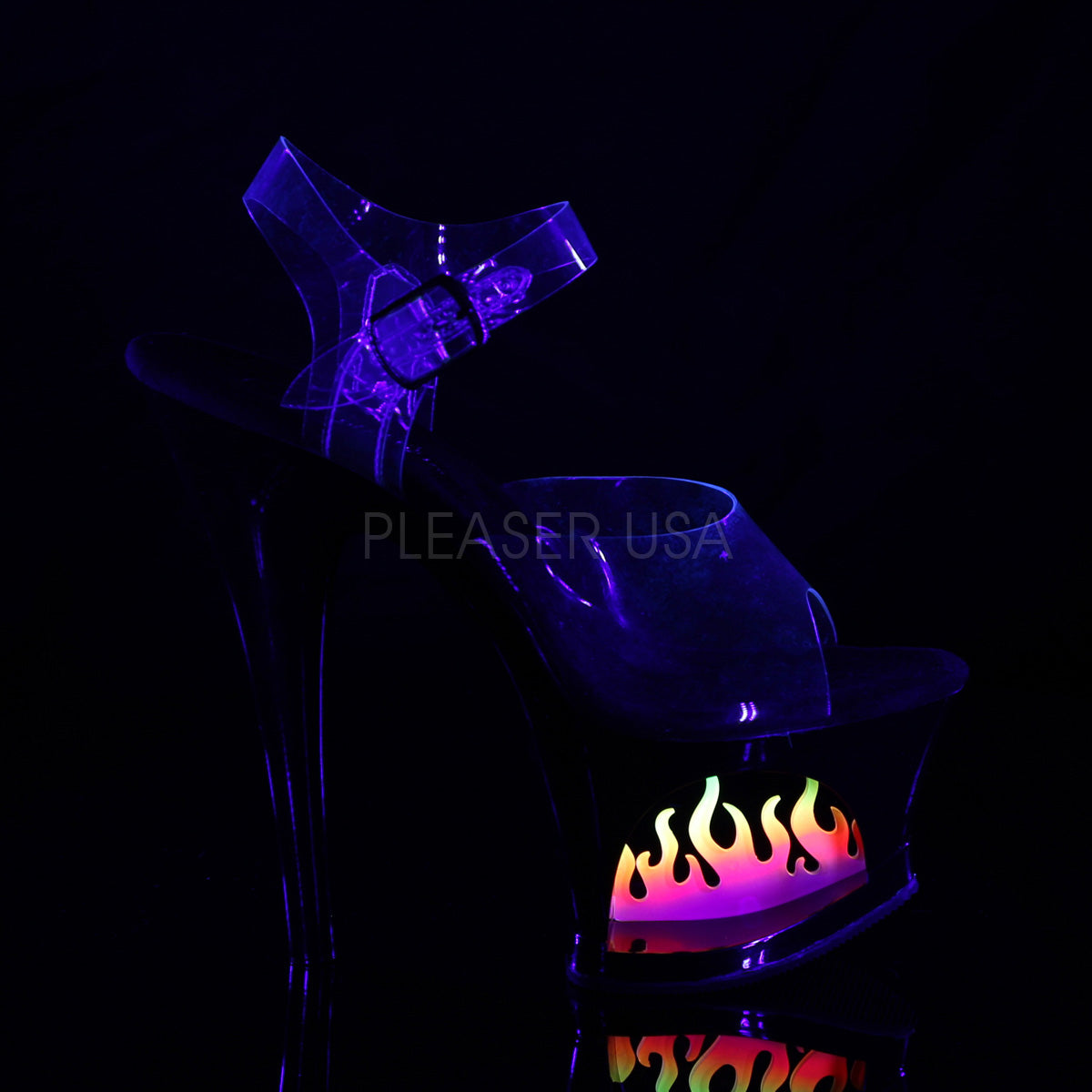 7 Inch Heel MOON-708FLM Clear Black Ombre