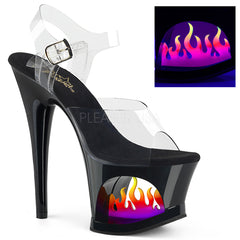 7" Heel MOON-708FLM Clear Black Ombre