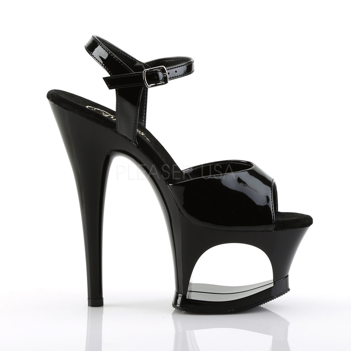 PLEASER MOON-709 Black Ankle Strap Sandals
