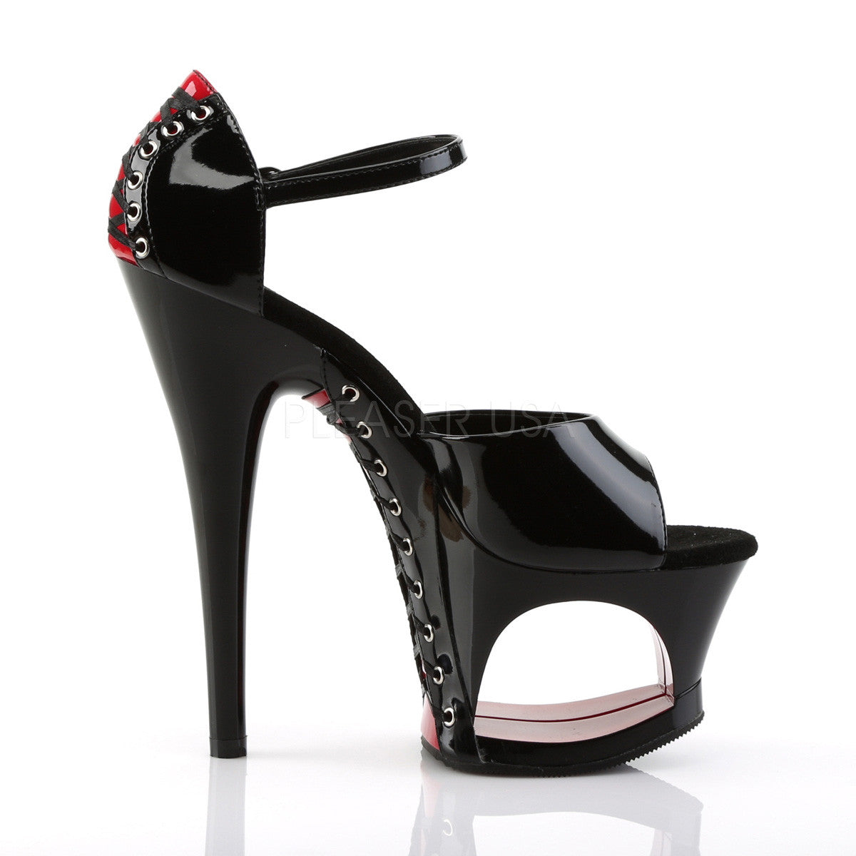 Pleaser MOON-760FH Black and Red Two Tone Sandal