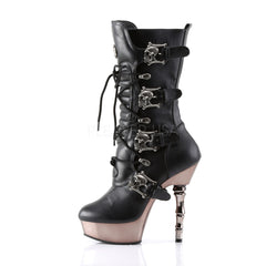DEMONIA MUERTO-1026 Black Pu/Pewter Chrome Boots - Shoecup.com - 2