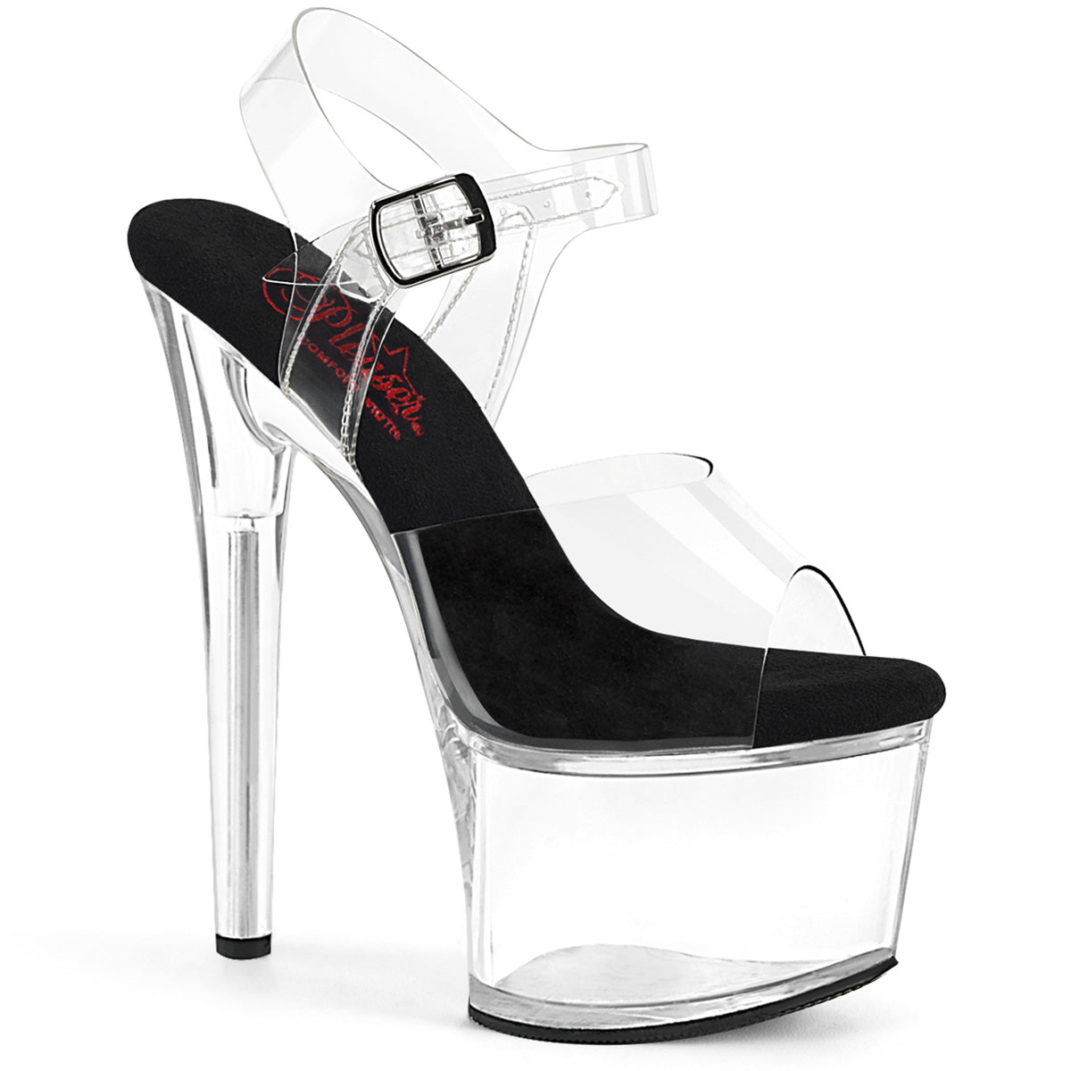 7 Inch Heel PASSION-708 Clear Black Clear
