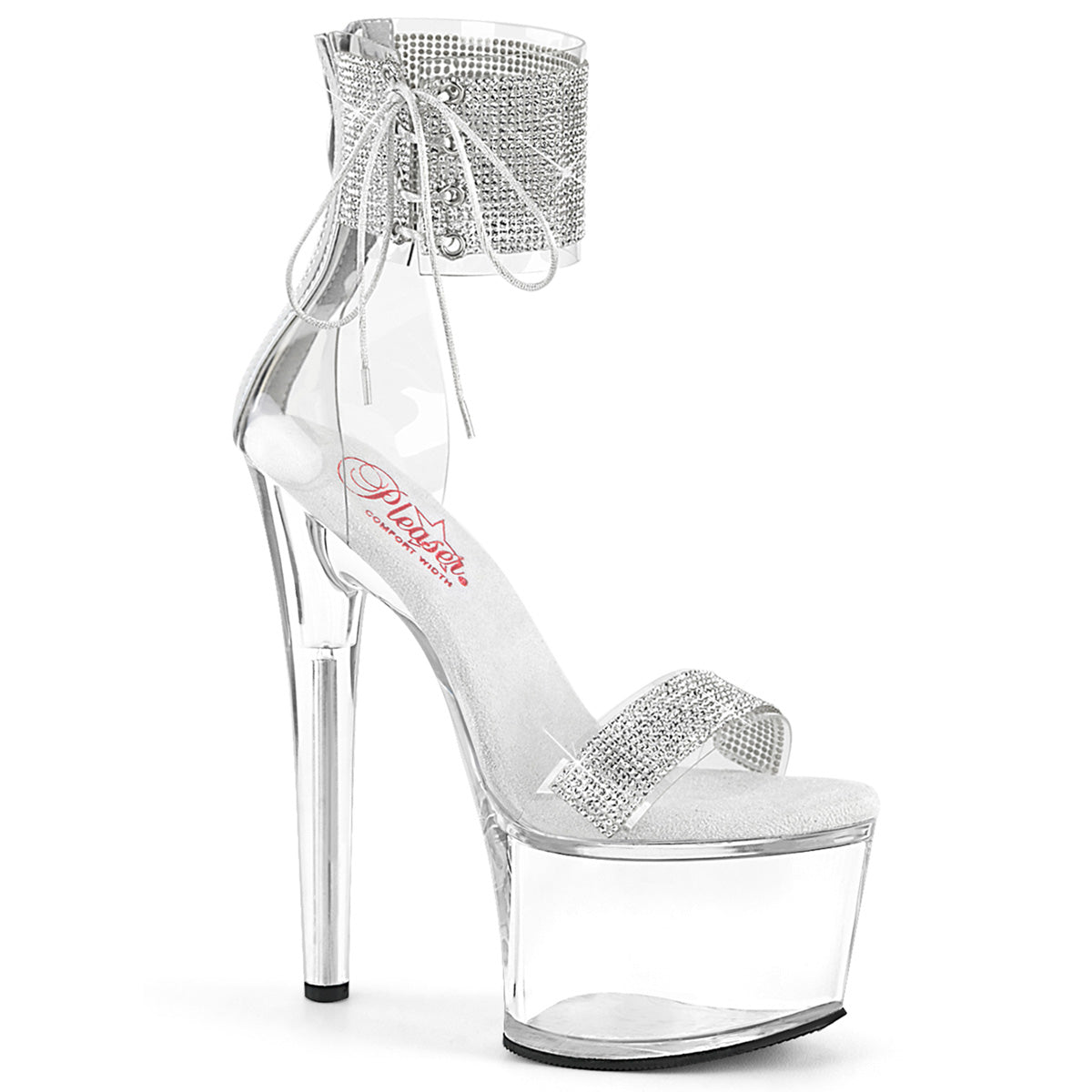 7 Inch Heel PASSION-727RS Clear Silver Clear
