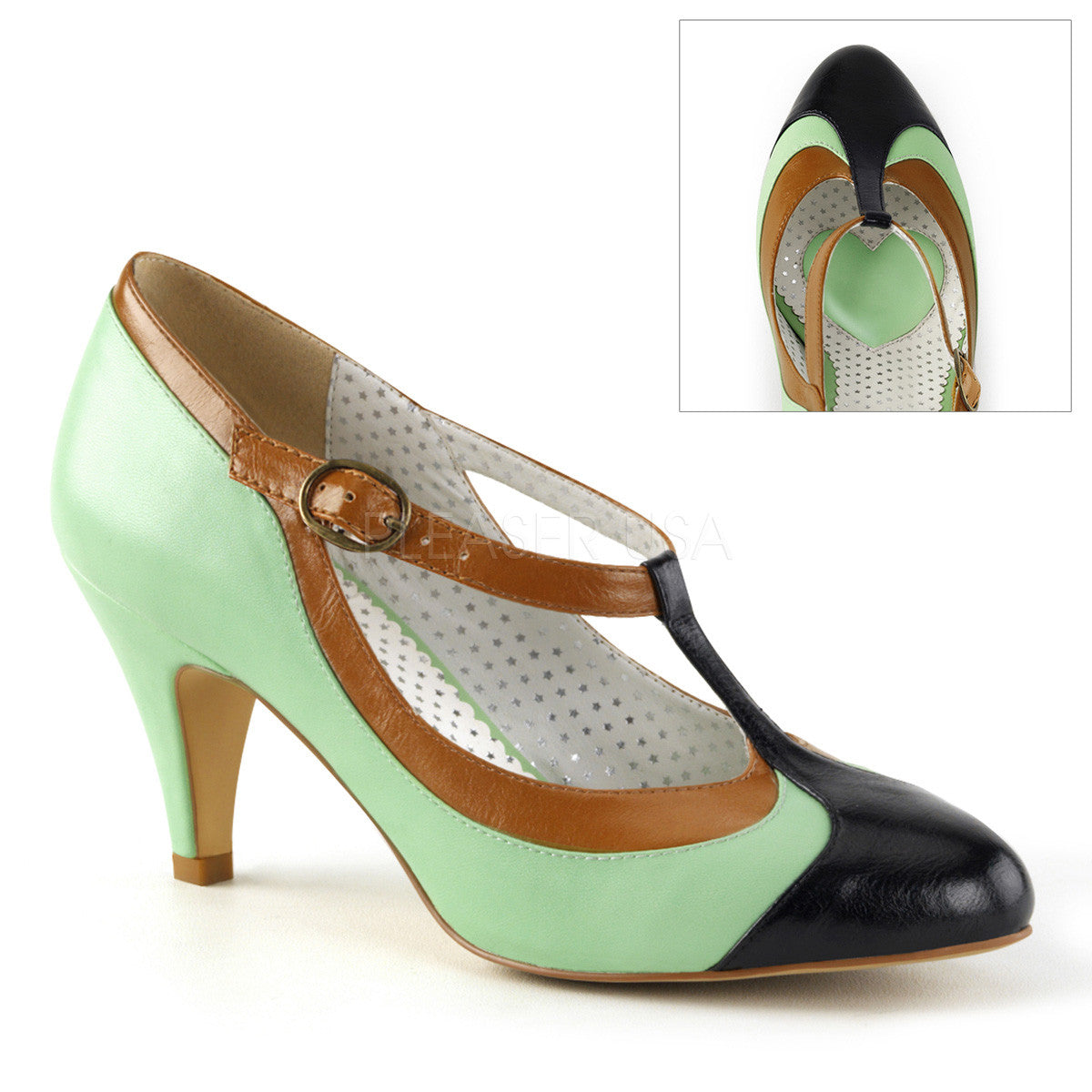 Pin Up Couture PEACH-03 Mint Retro-Inspired Pumps - Shoecup.com - 1