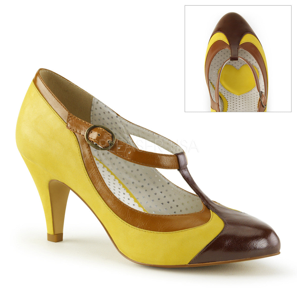 Pin Up Couture PEACH-03 Yellow Retro-Inspired Pumps - Shoecup.com - 1