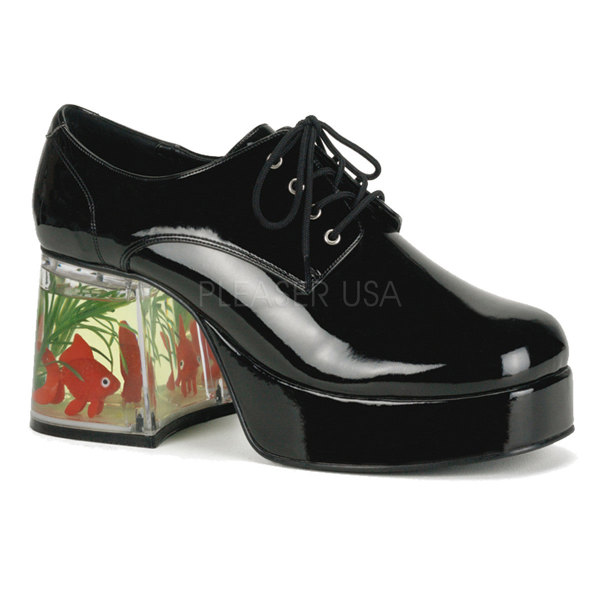 Men's Black Fish Tank Platform Shoes With Fish - Shoecup.com