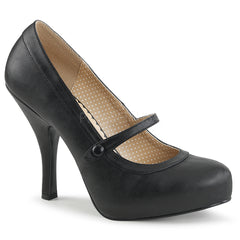 Pleaser Pink Label PINUP-01 Black Faux Leather Maryjane Pumps - Shoecup.com