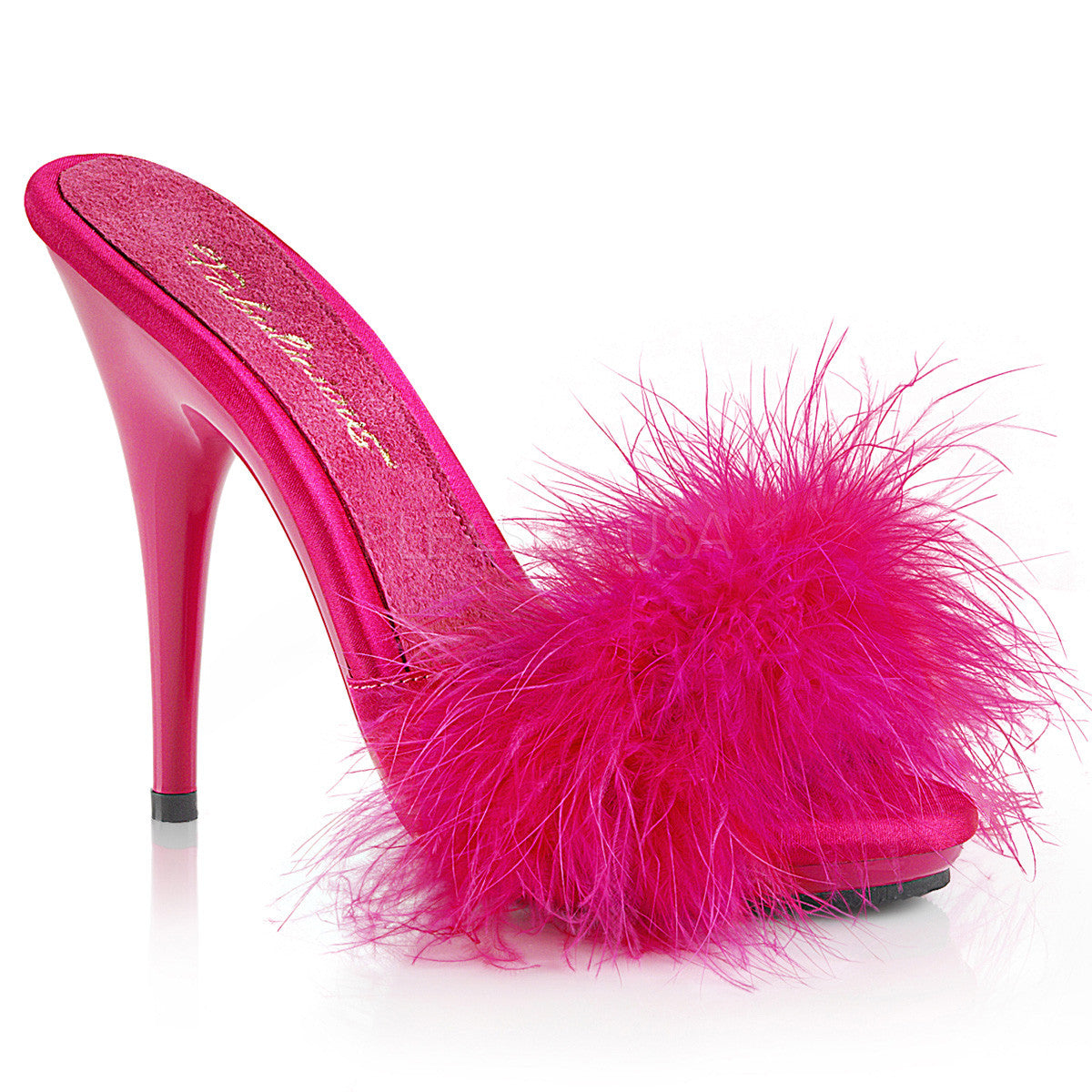 Fabulicious POISE-501F Hot Pink Platform Marabou Sandal