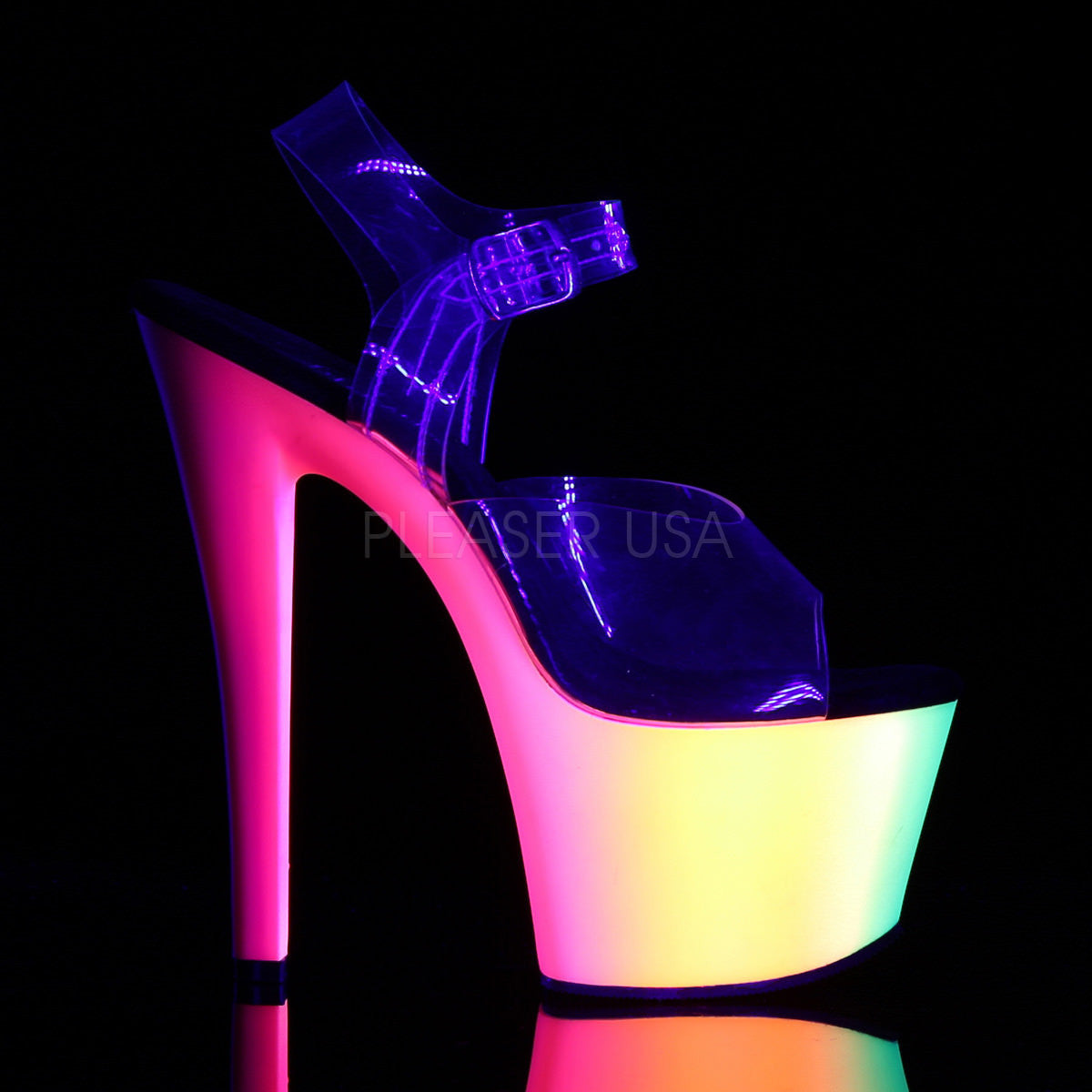 7 Inch Heel RAINBOW-308UV Clear
